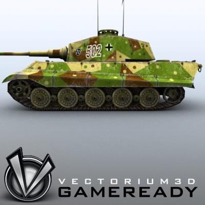 3D Model of Game Ready Low Poly King Tiger model - 3D Render 2